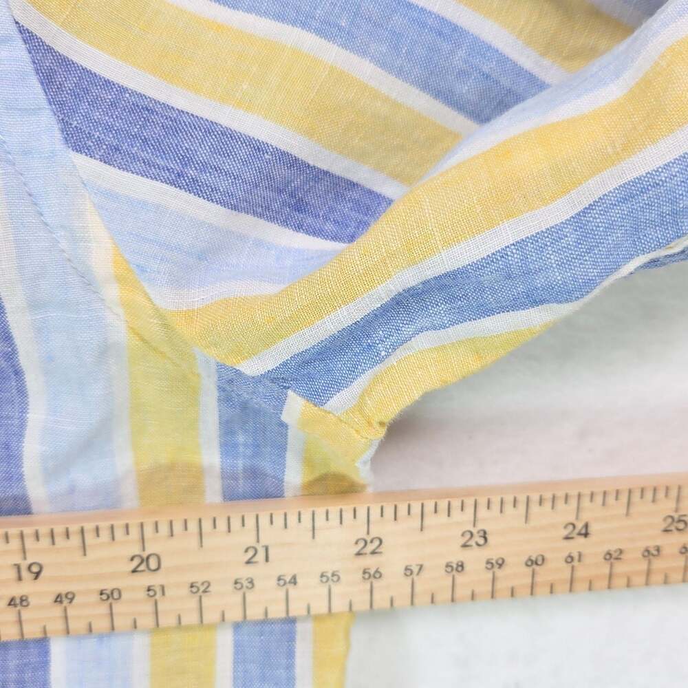 Cotton & Colors Men's Made in Italy Button-Down Linen Striped Long Sleeve Large - Picture 7 of 8